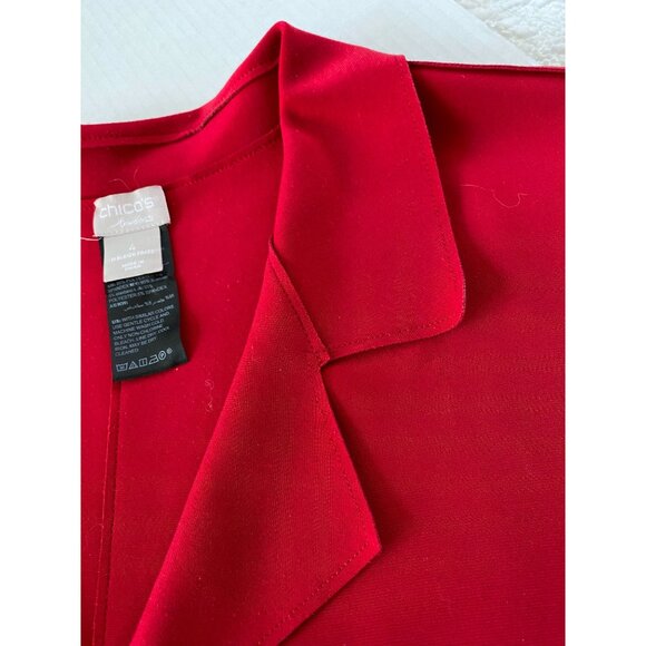 Chicos Red Open Front Long Line Drapey Cardigan Duster Jacket  Chico Size 4 (22) - Picture 9 of 10